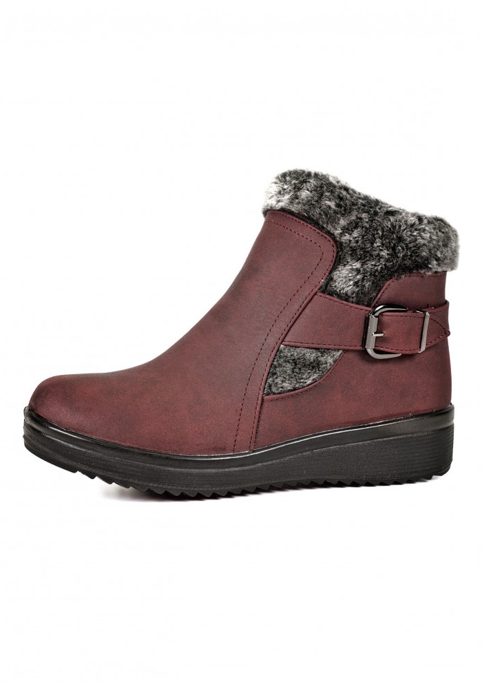 Botines burdeos ADORE-1020FSMG.Caña de Nobuk y plataforma de purpurina