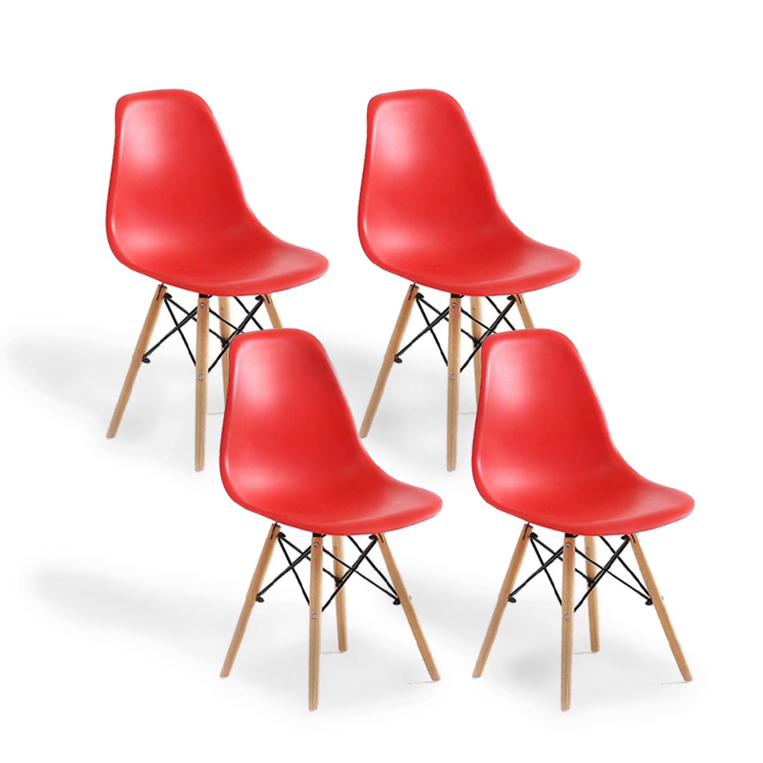 SILLAS TODO Y MÁS EAMES PARIS 1 CUERPO ROJO SET 4 COMEDOR - 1