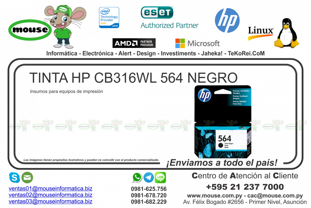TINTA HP CB316WL 564 NEGRO en Asunción, Paraguay - ABC Market