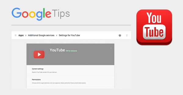 Consola del administrador para restringir el contenido de YouTube