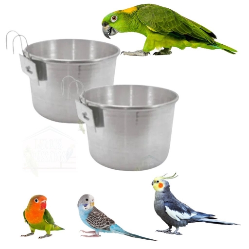 Caneca Aluminio M  C/ Gancho - Calopsita e Papagaio