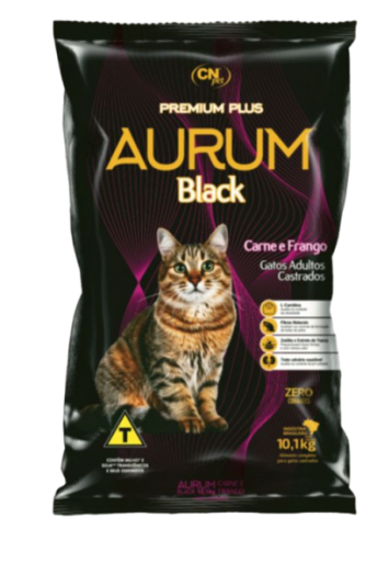 Ração Aurum Black Gatos Castrados - Carne e Frango 10,1KG
