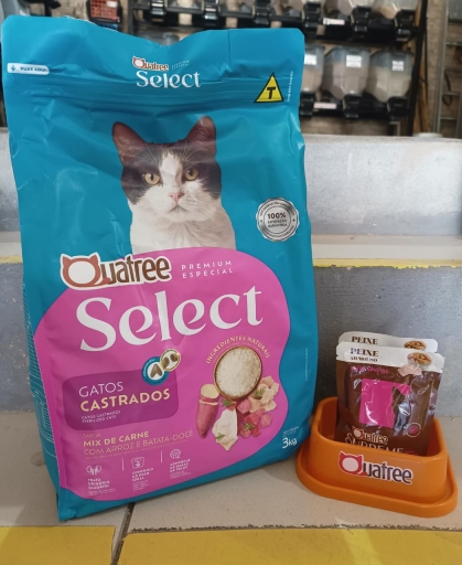Quatree Select Gatos Castrados 3KG + Brindes
