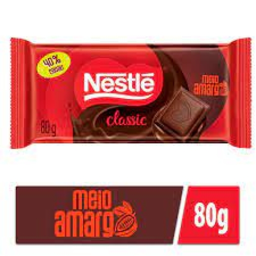 Barra Chocolate Nestlé Ao Leite Meio Amargo 90G