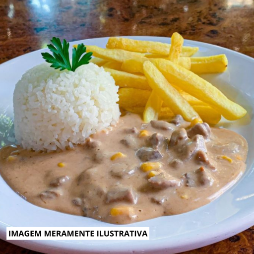 Strogonoff de Carne (Mini), Arroz e Batata Frita