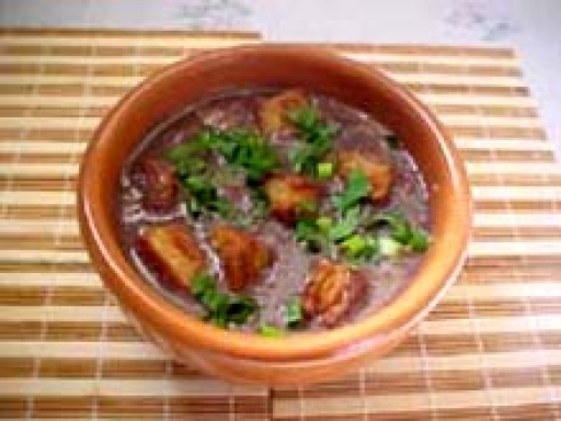 Caldo de Abóbora Com Carne Seca e Bacon