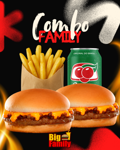 Combo Family | 2 Hamburguers Cheddar + Batata M + Refri Lata