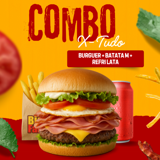X - Tudo + Batata (M) + Refri Por R$20,99