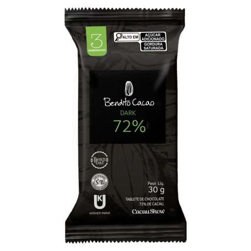 Tablete Bendito Cacao de Chocolate 72% Cacau 30G