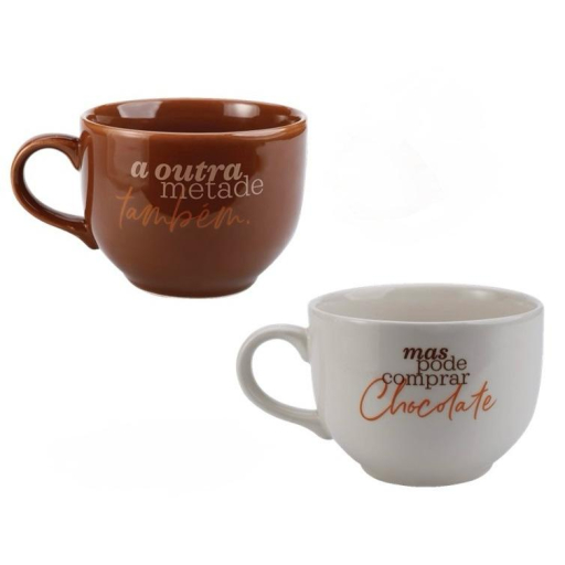 Caneca Jumbo Bege/Marrom 740ML