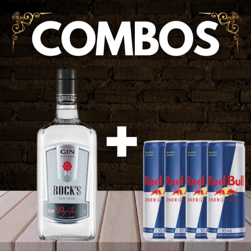 Combo 5: Gin Rocks Tradicional + 4 Red Bull Lata 250ML