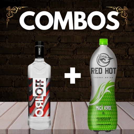 Combo 2: Orloff 1L + 1 Energético Red Hot 2L Maçã Verde