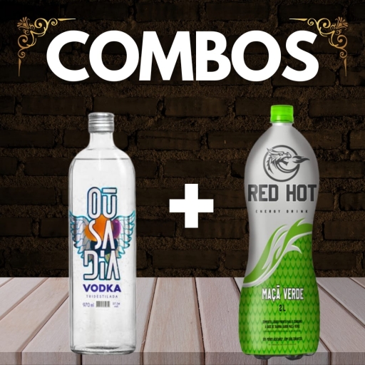 Combo 3: Vodka Ousadia + 1 Energético Red Hot 2L Maçã Verde
