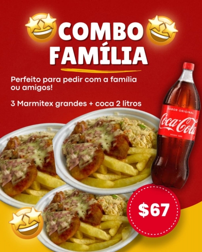 Combo Marmitex (3 Marmitex Grande) + Coca 2 Litros