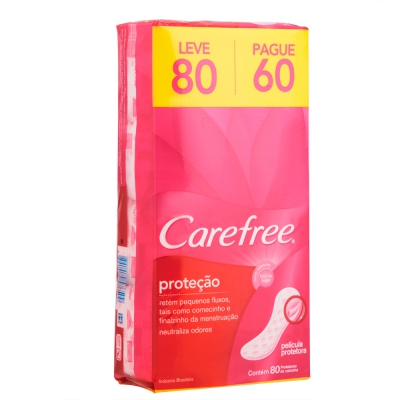 Absorvente Carefree Proteção Com Perfume Leve80 Pague60Un