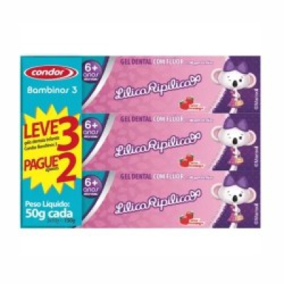 Gel Dental Condor 6 Anos Lilica Ripilica Lv3 Pg2Un 50G