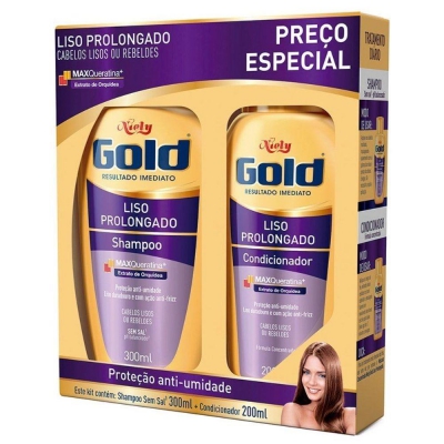 Shampoo+Condicionador Niely Gold Liso Pleno 300ML+200ML