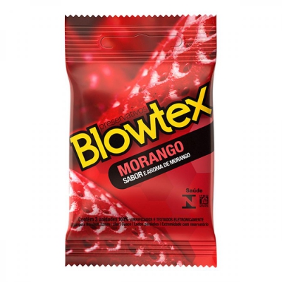 Preservativo Blowtex Lubrificado Morango 3Un
