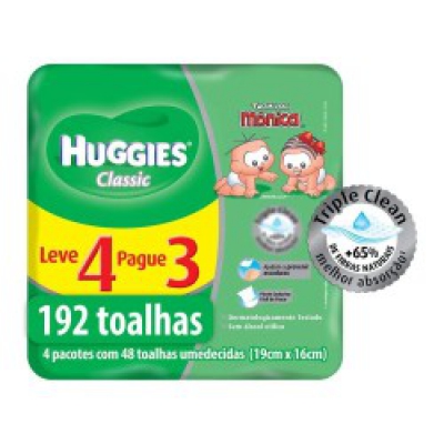 Lenço Umedecido Huggies Max Clean Leve Mais Por Menos 192Un