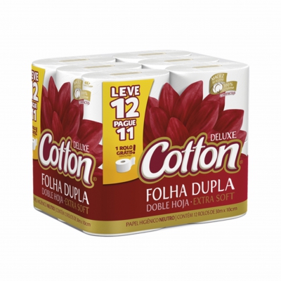 Papel Higiênico Cotton Leve 12Un Pague 11Un Folha Dupla 30M