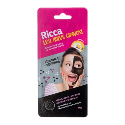 Máscara Facial Preta Para Limpeza de Pele Ricca 8G