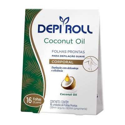 Folhas Depilatória Depiroll Corporal Coconut Oil 16Un