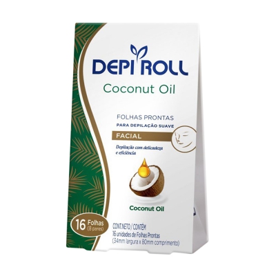 Folhas Depilatória Depiroll Facial Coconut Oil 16Un