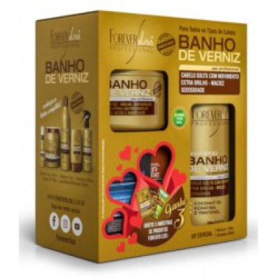 Kit Forever Liss Banho de Verniz Shampoo 300ML+ Máscara 250G