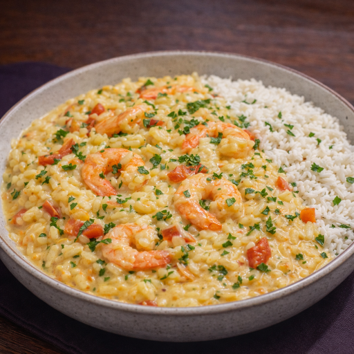 Arroz Cremoso de Camarão Ao Catupiry