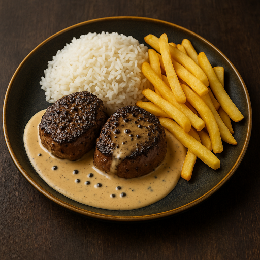 Steak de Mignon Au Poivre C/ Fritas