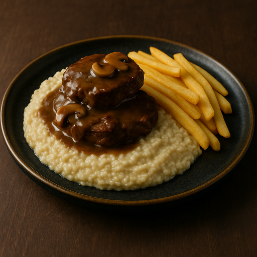 Medalhão de Mignon Com Arroz Ao Gorgonzola e Fritas