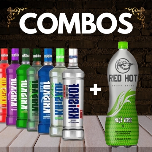 Combo 6: Vodka Kriskof Sabor + 1 Energético Red-Hot 2L Maçã