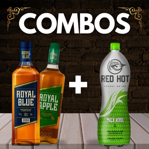 Combo 7: Whisky Royal + 1 Energético Red-Hot 2L Maçã Verde