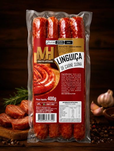 Linguiça Pura Suína Mh Artesanal 400G
