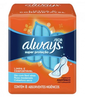 Absorvente Always Básico Malha Seca Com Abas Com 8 Unidades
