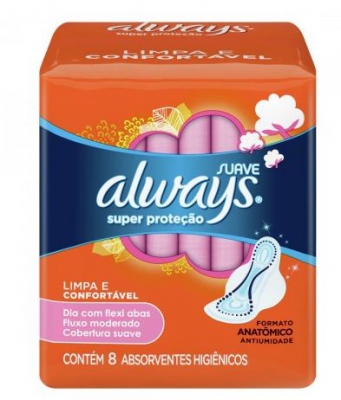 Absorvente Always Básico Malha Suave Com Abas Com 8 Unidades