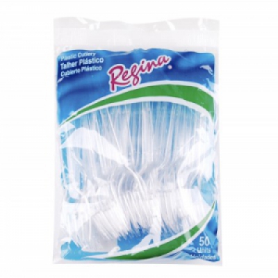 Garfo Regina Plástico Refeição Cristal C/50 Gde