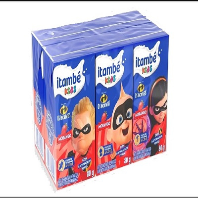Leite Fermentado Itambé 480G Kids Morango Cartonado Com 6 Unidades