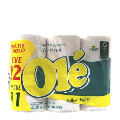 Papel Higiênico Olé F Dupla 20 Metros C/12