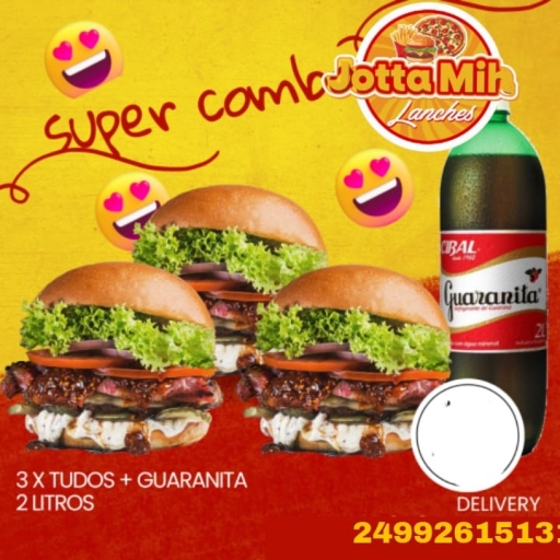 3 Jotta Burguer X-Tudo+Guaranita 2L