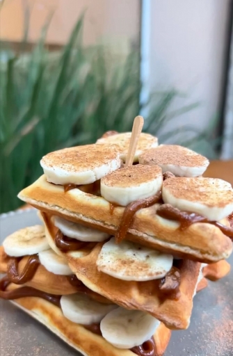 Waffle Banana Com Doce de Leite