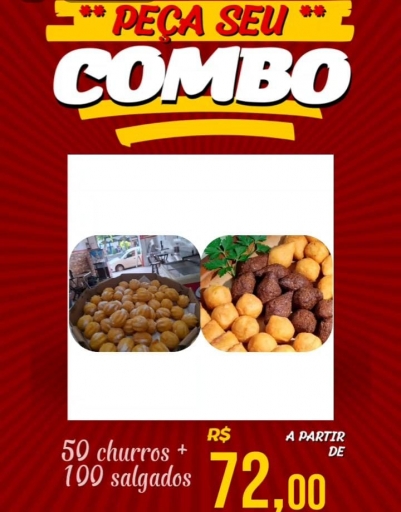 Combo (02) 100 Salgadinhos + 50 Churros