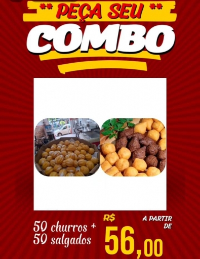 Combo (03) 50 Salgadinhos + 50 Churros