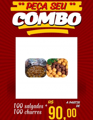 Combo (01) 100 Salgadinhos + 100 Churros