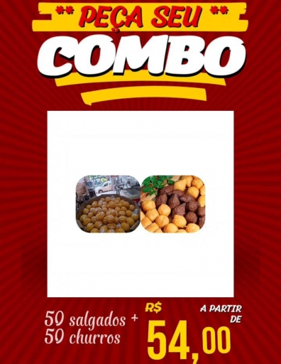 Combo (03) 50 Salgadinhos + 50 Churros