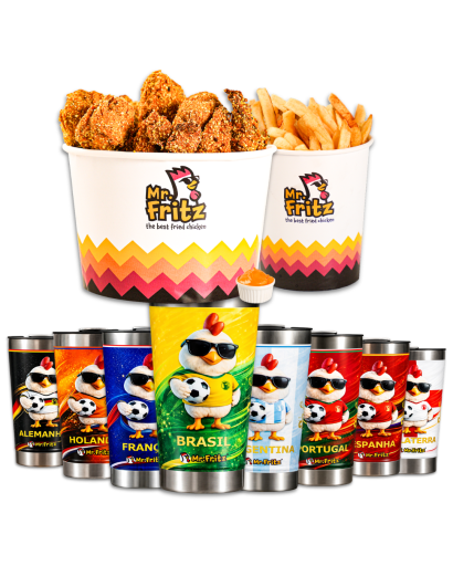 Combo Copa Em Casa 4 Em 1 - Balde Frango Frito, Balde Batata