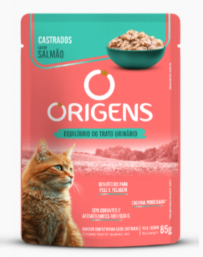 Sache Premium Origens Gatos Castrados Salmão 85G