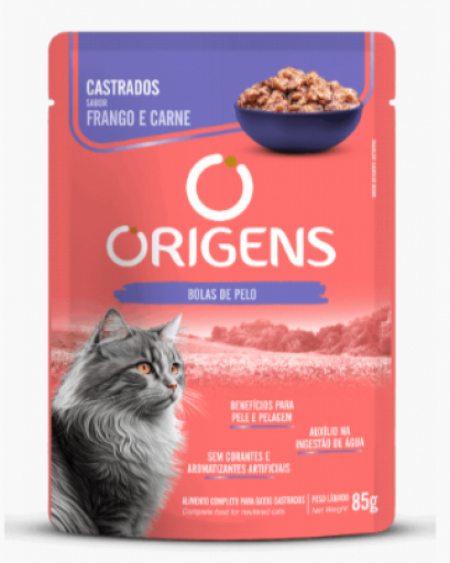 Sache Premium Origens Gatos Castrados Frango & Carne 85G