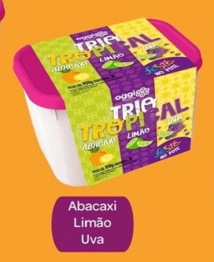 Sorvete Trio Tropical Abacaxi, Limão e Uva 2L