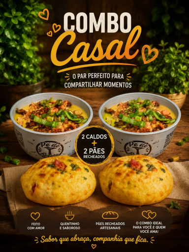 Combo 2 Caldos + 2 Pães Recheados